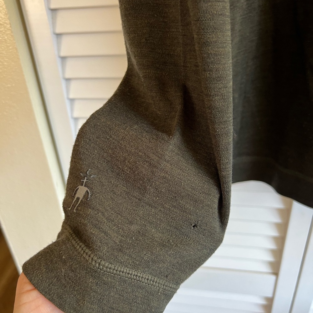 Smartwool Pullover Sweater Green Merino Wool 1/4 Zip Baselayer - Picture 9 of 14